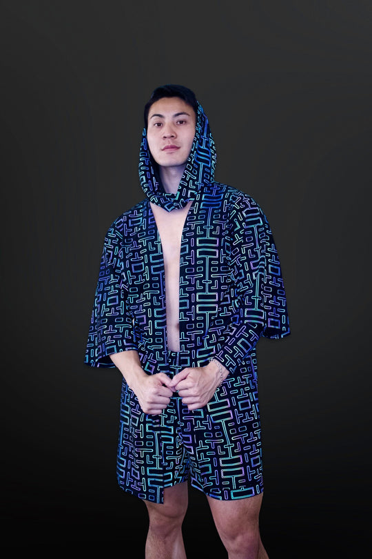 men's rave kimono, men's festival top, men's rave top, men's rave outfit, men's festival clothing