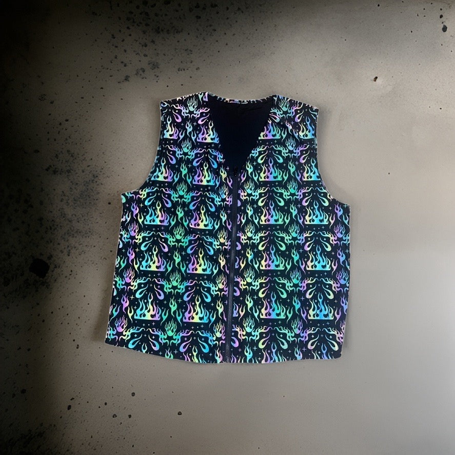 Florescent Flame- Zip Vest