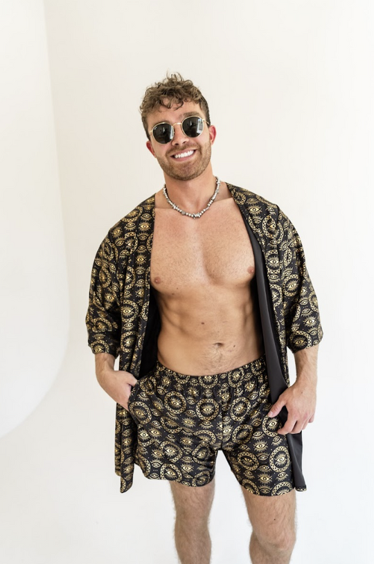 men's rave kimono, men's festival top, men's rave top, men's rave outfit, men's festival clothing