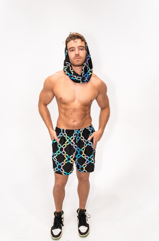 Men's rave shorts, Men's rave outfit, Men's festival outfit