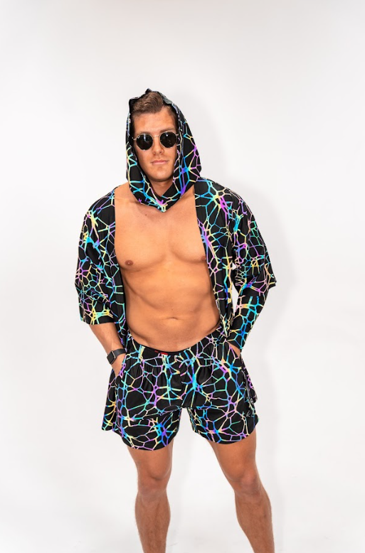 men's rave kimono, men's festival top, men's rave top, men's rave outfit, men's festival clothing